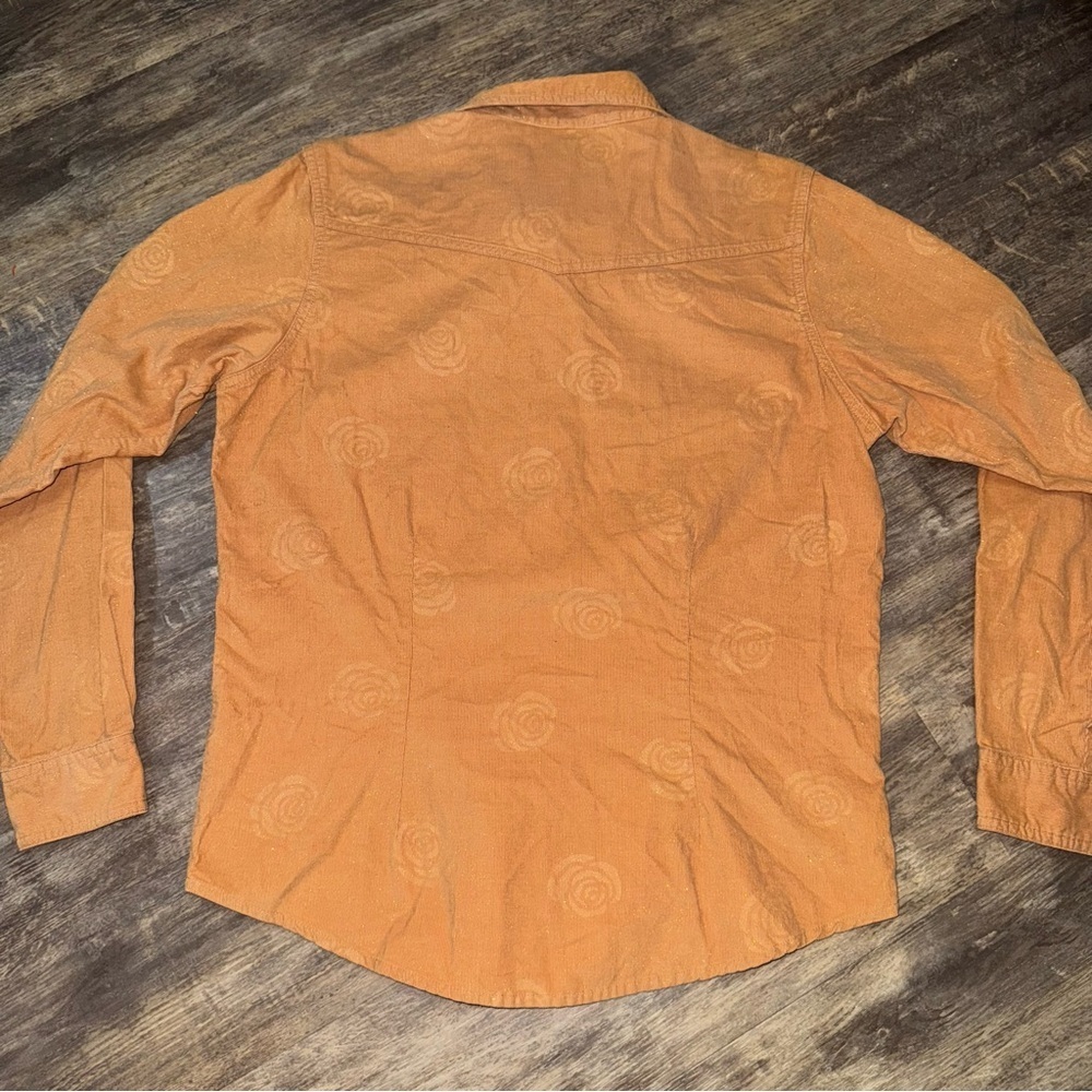 Women's Orange Button Down Shirt - Picture 5 of 6